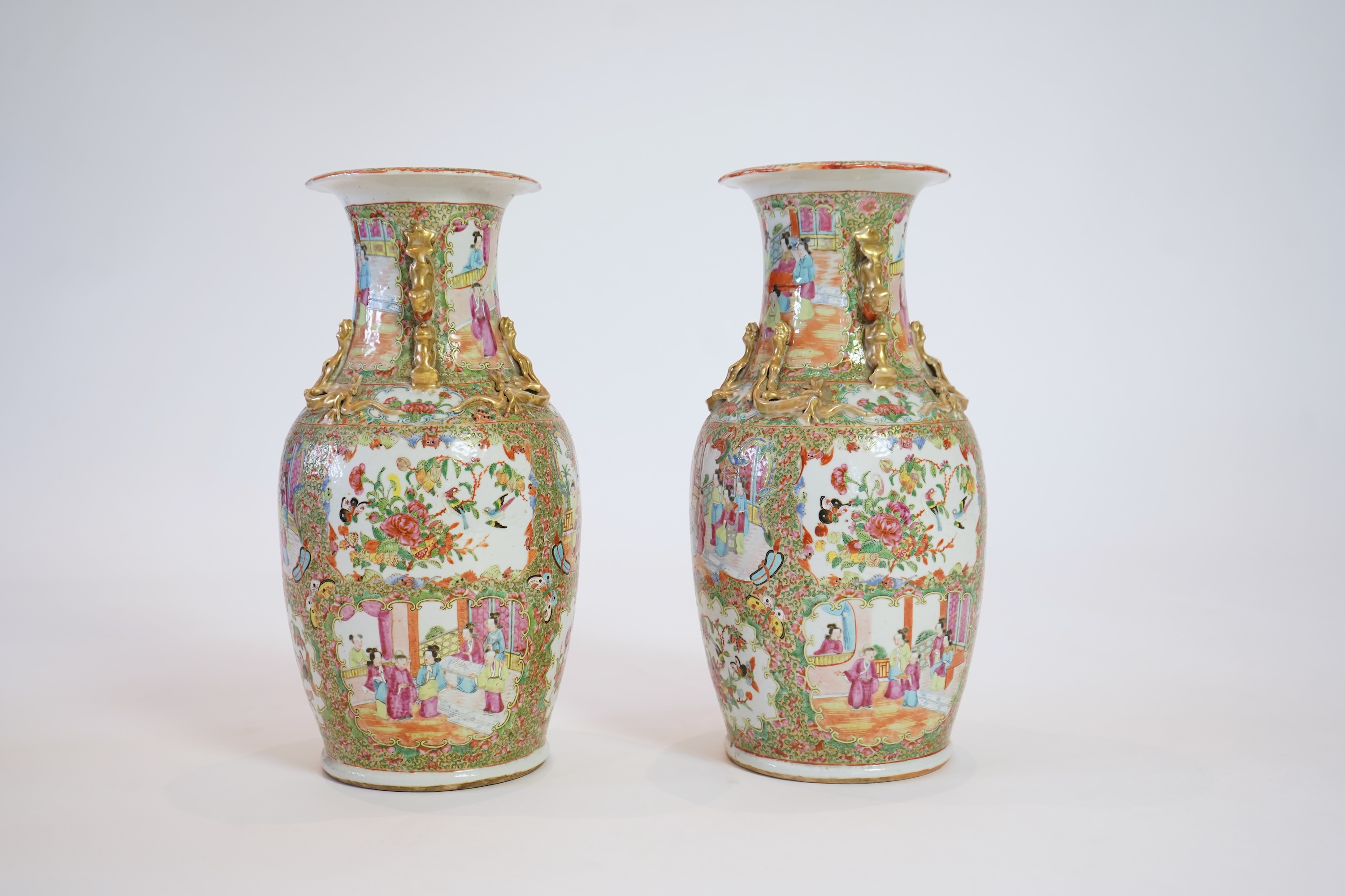A pair of large Chinese famille rose vases, 19th century